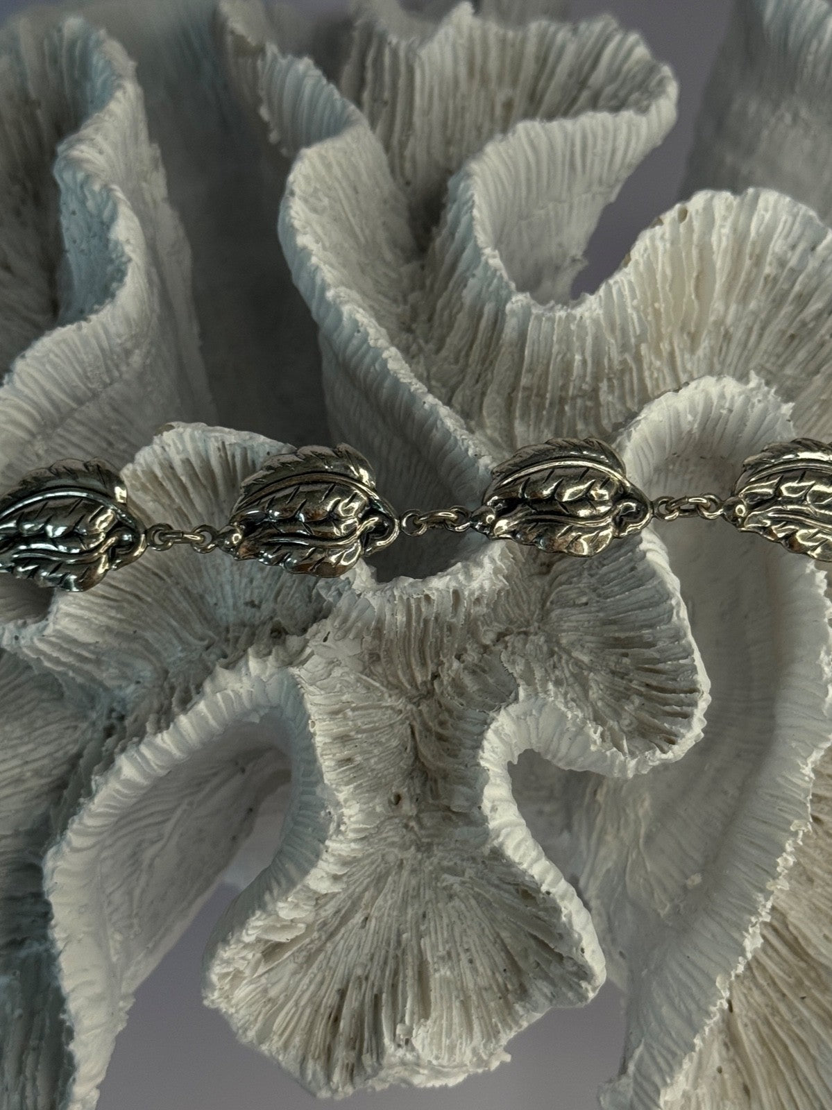 Vintage 925 Sterling Silver Danecraft Leaves Bracelet Length 7