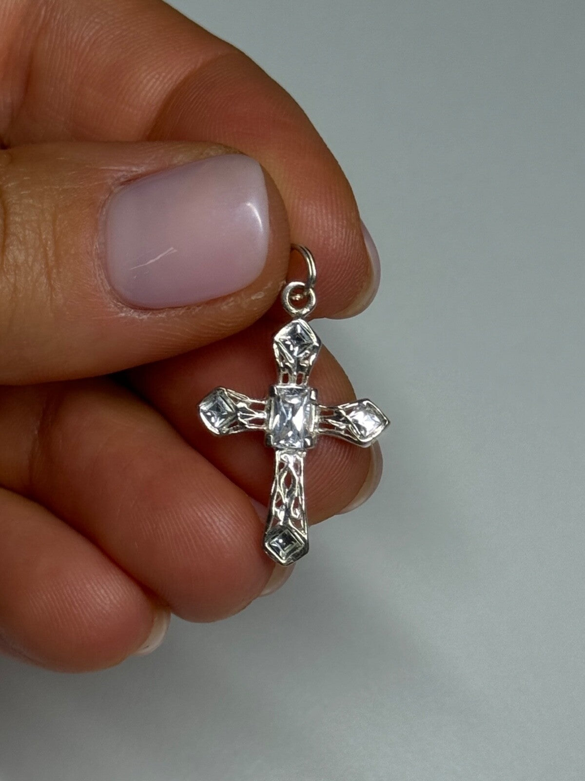 925 Sterling Silver CZ Cross Length 28 Mm