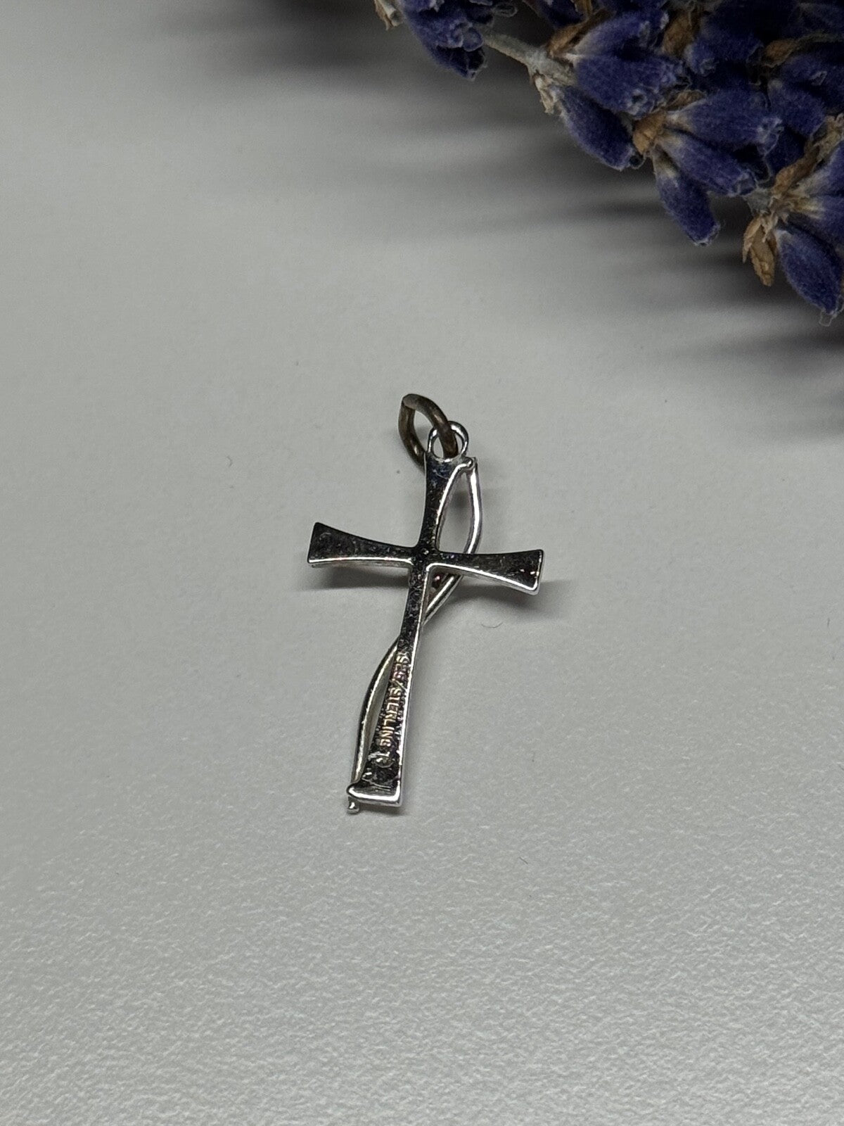 925 Sterling Silver Cross CZ Lenght 26.5 Mm