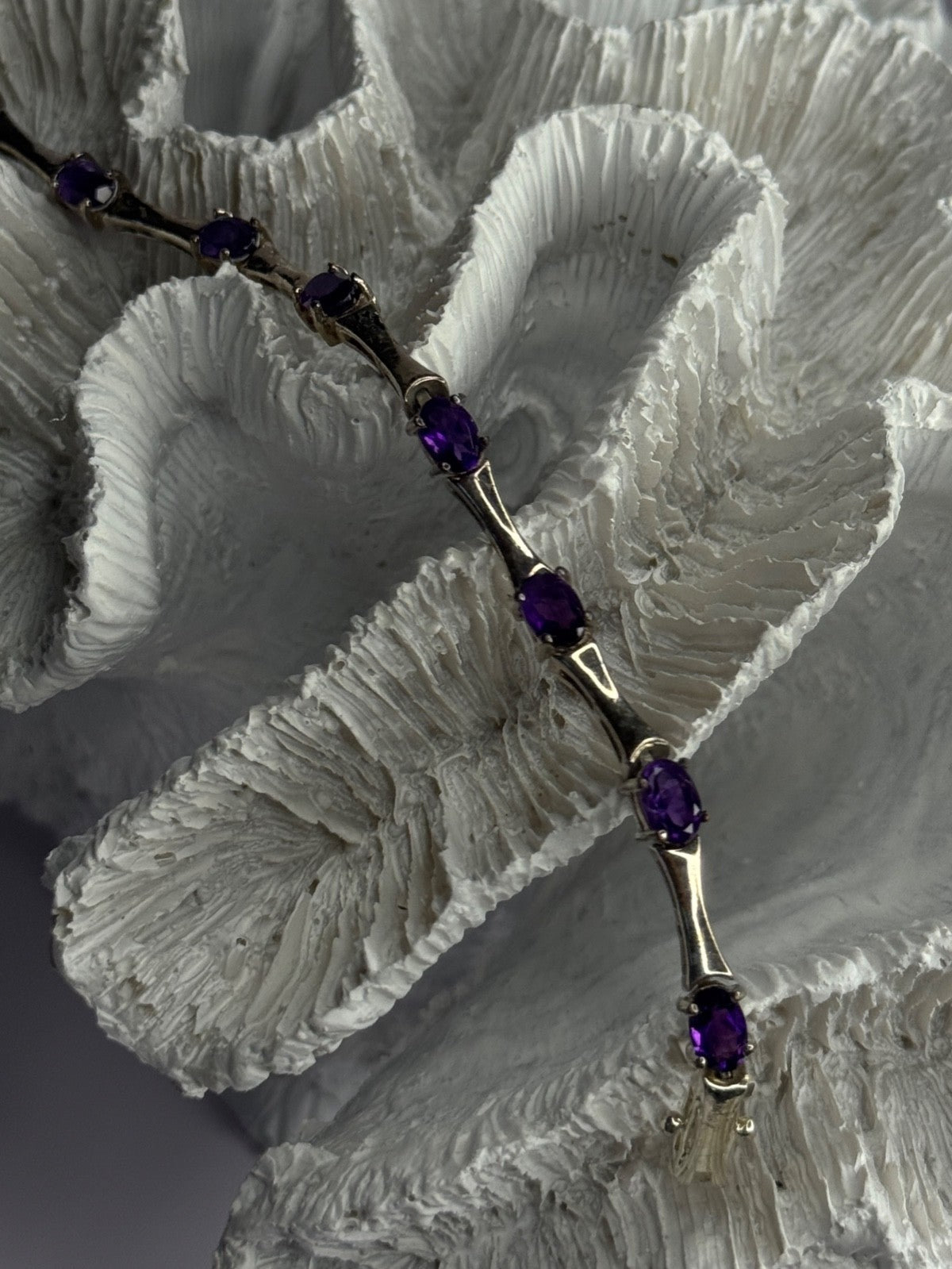 925 Sterling Silver Purple Tourmaline Bracelet Length 7