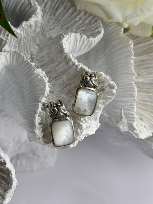 Vintage 925 Sterling Silver Abalone Earrings