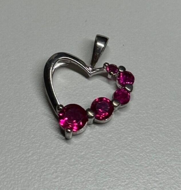 925 Sterling Silver Spinel Heart Pendant