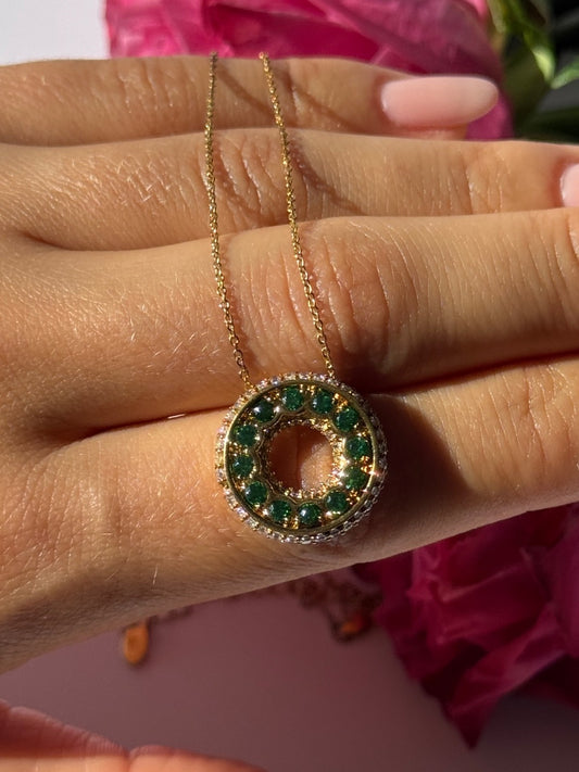 925 Sterling Silver Gold Plated Cz Necklace Length 16/18 Inch