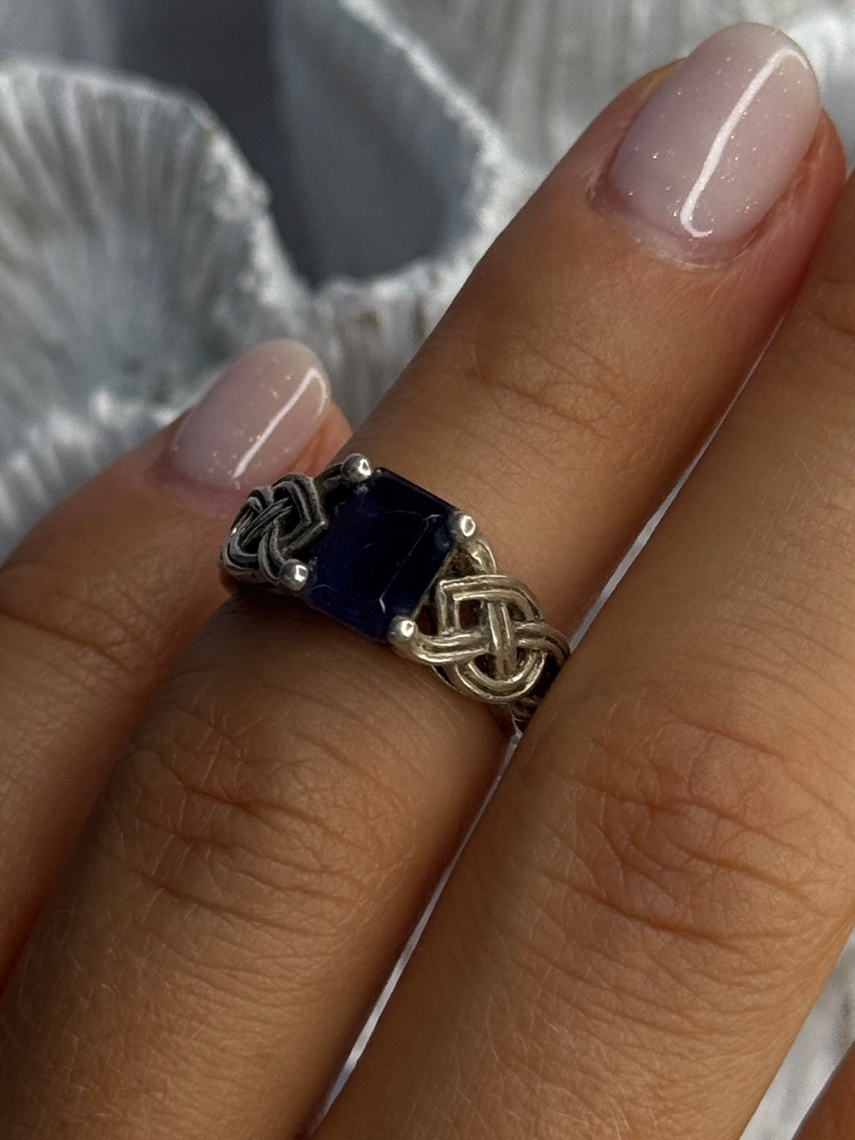 Vintage 925 Sterling Silver Purple Tourmaline Ring Size 5