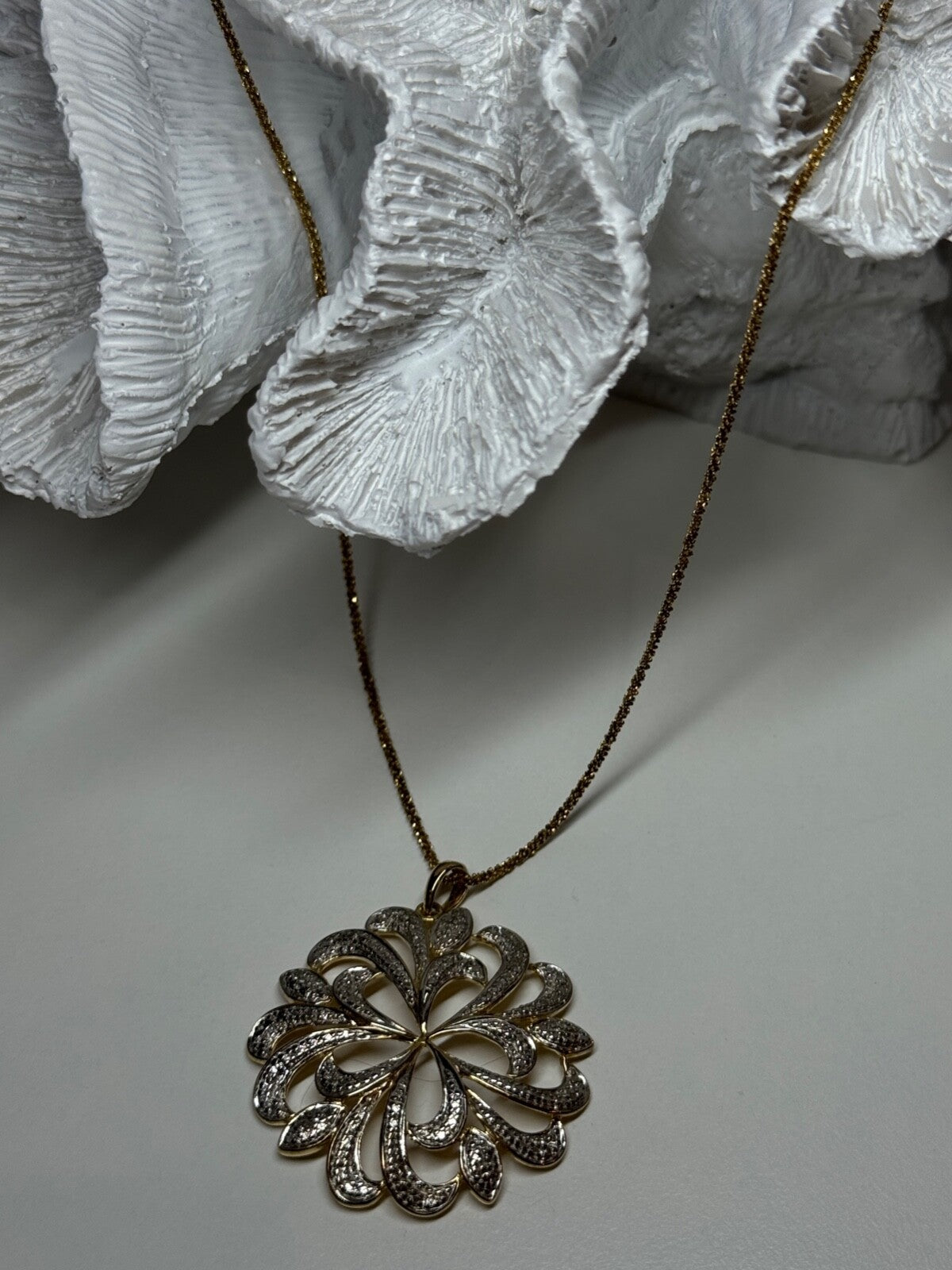 925 Sterling Silver Gold Plated Wild Flower Necklace