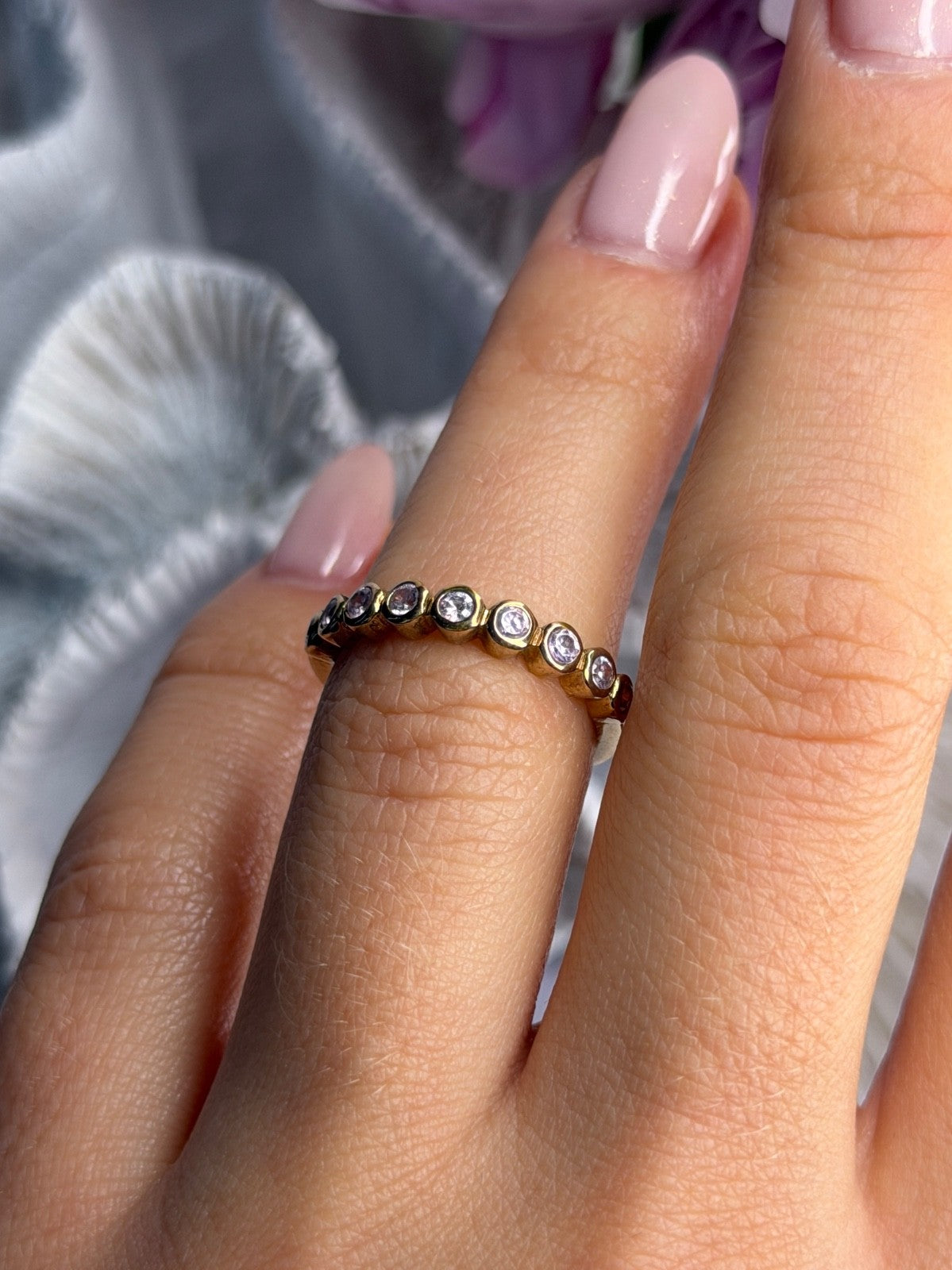 925 Sterling Silver Gold Plated Morganite Ring Size 6