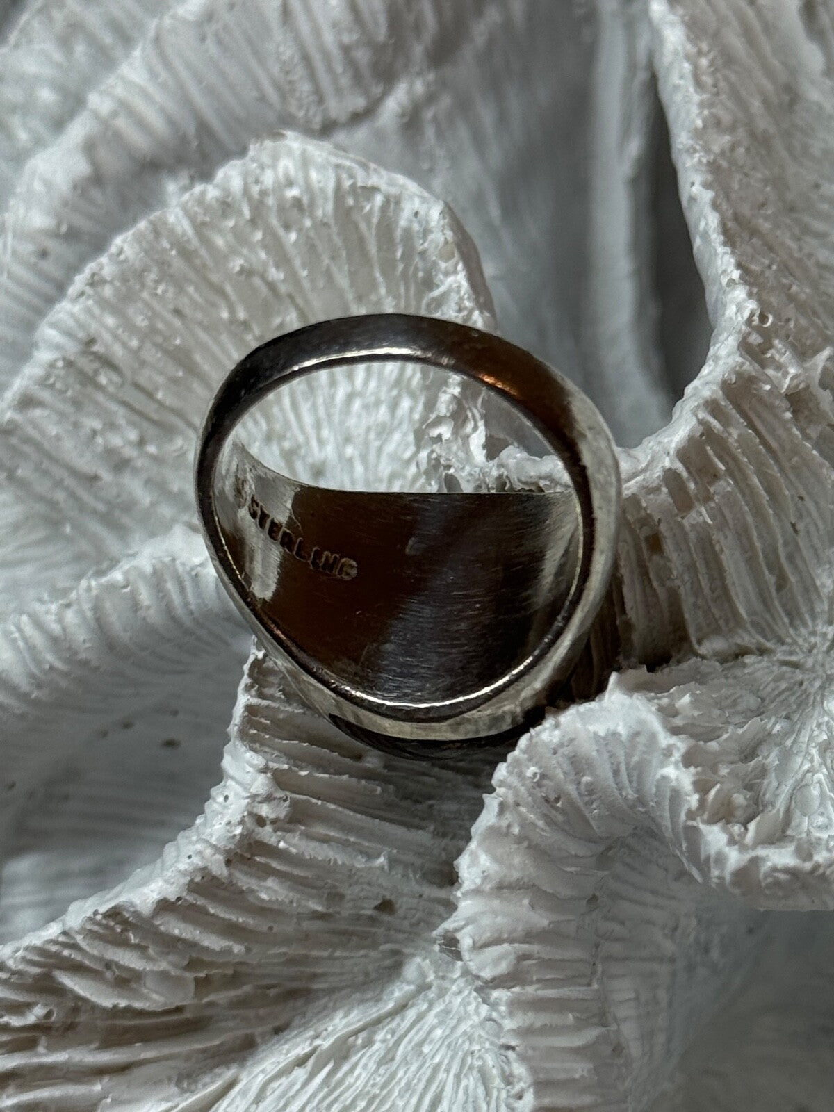 925 Sterling Silver Amber Men'S Ring Size 9