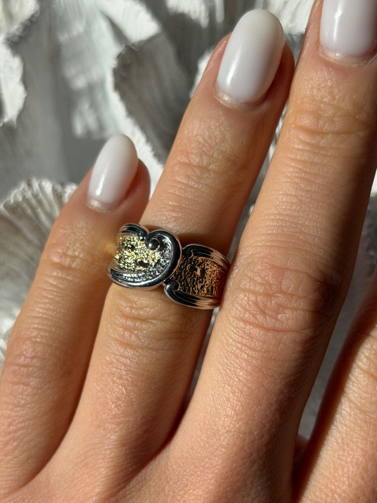 925 Sterling Silver Gold Plated Part Colorless Sapphire Ring Size 5