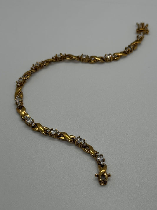 925 Sterling Silver Gold Plated CZ Bracelet