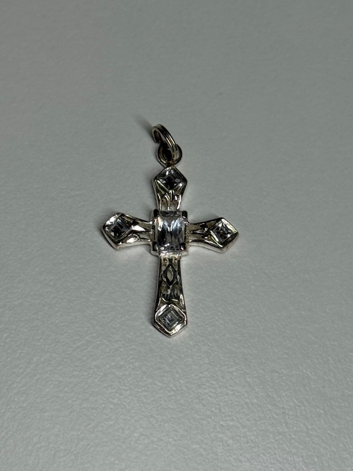 925 Sterling Silver CZ Cross Length 28 Mm