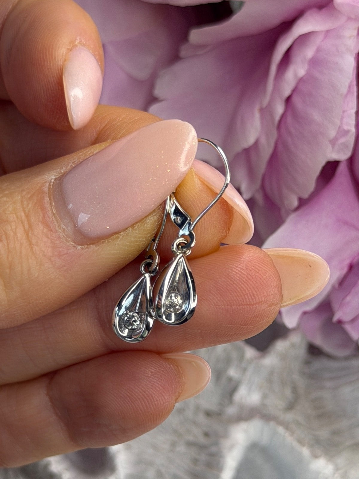 14K White Gold Diamond 0.12 ct Earrings