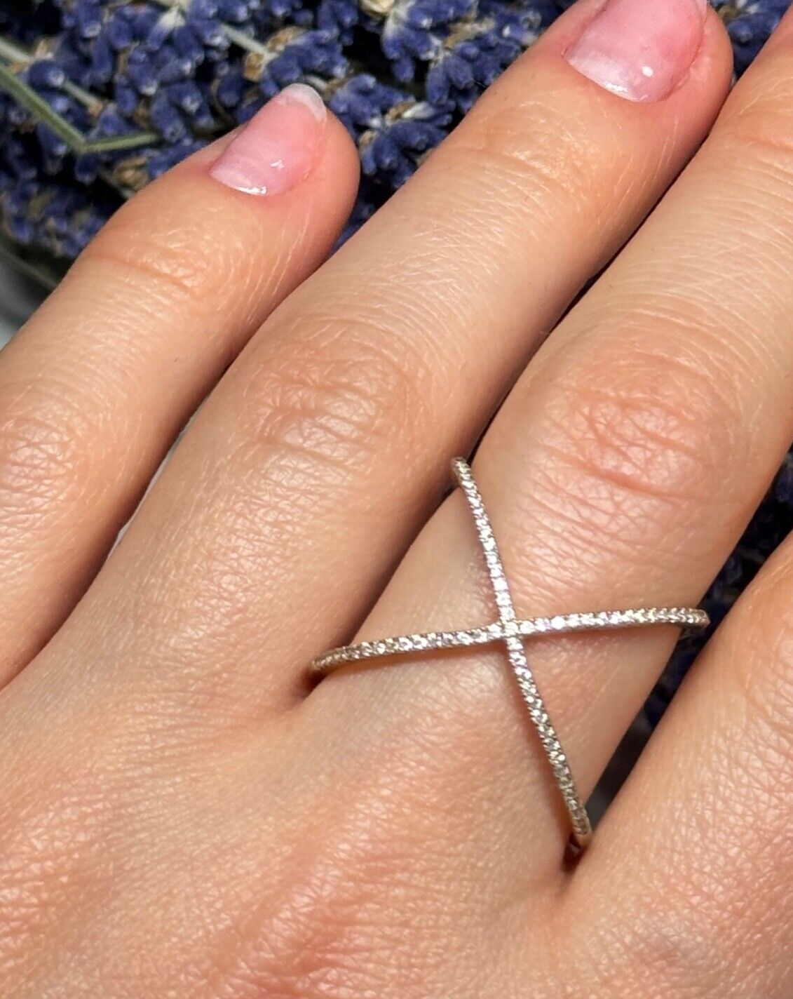 925 Sterling Silver Gold Plated CZ Ring Size 8