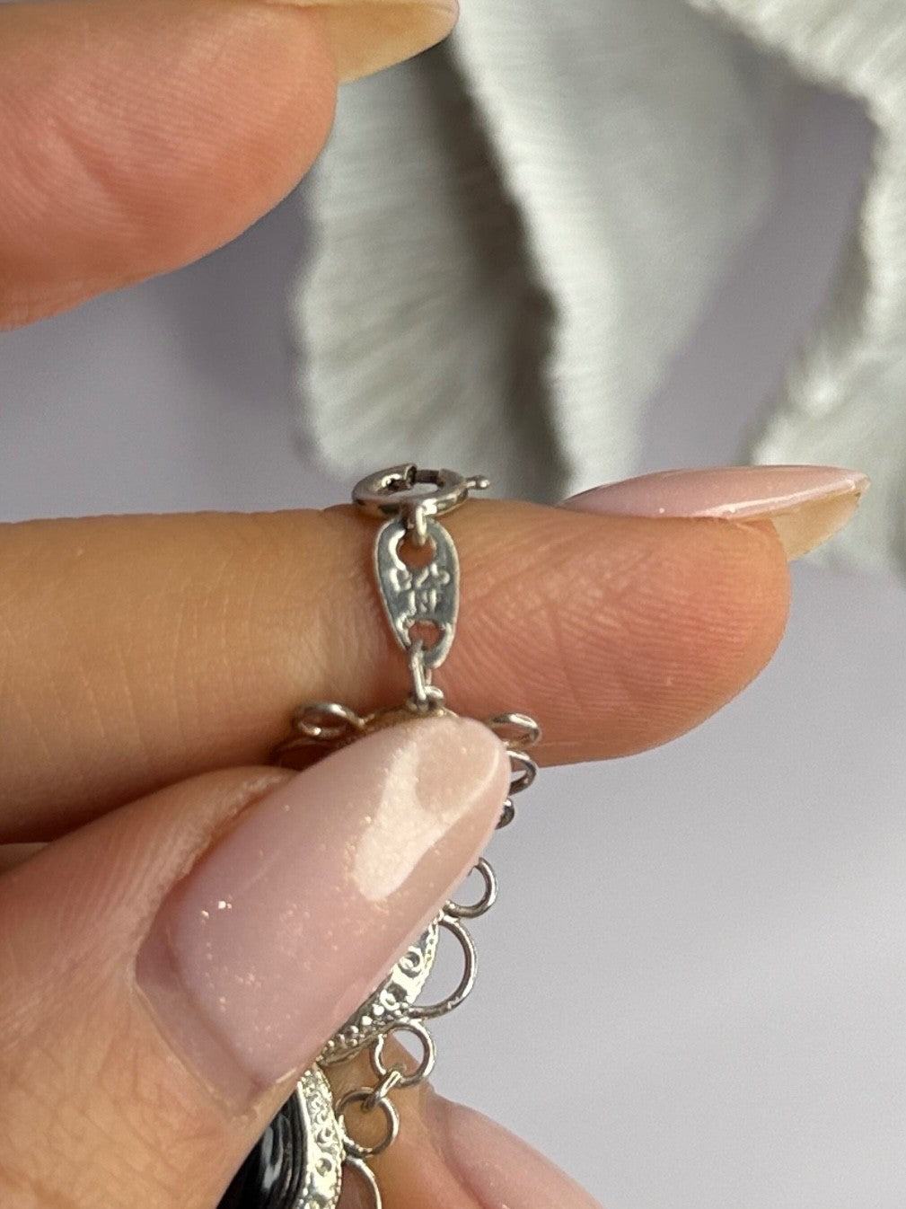 925 Sterling Silver Onyx Bracelet Length 7