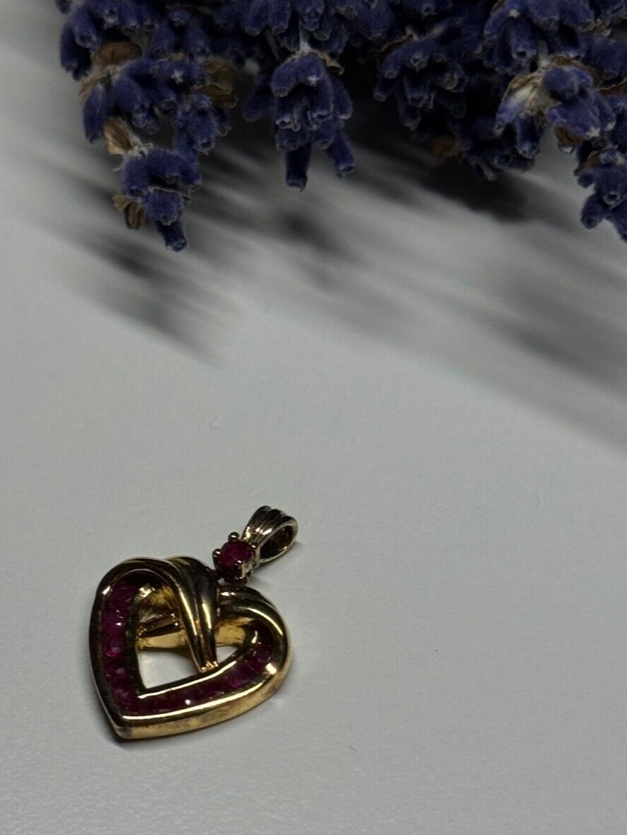 925 Sterling Silver Gold Plated Spinel Heart Pendant