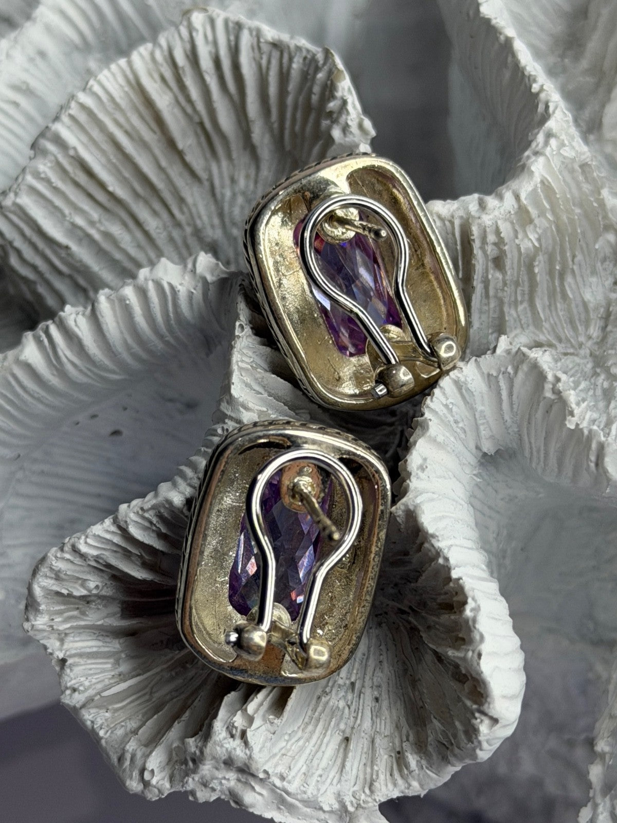 925 Sterling Silver Amethyst Clip-On Earrings