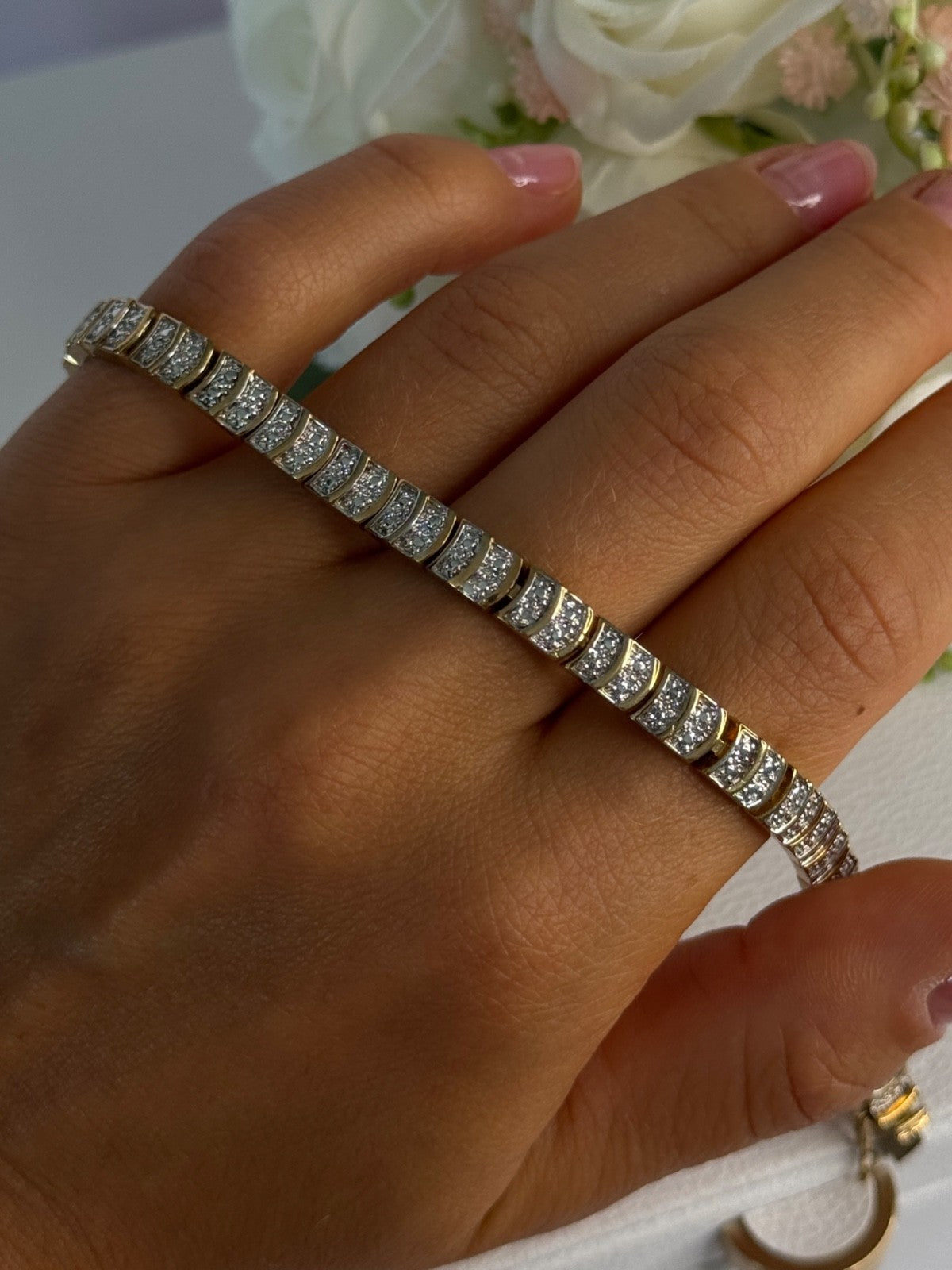 Charming 925 Sterling Silver Gold Plated Bracelet Length 8 Inch