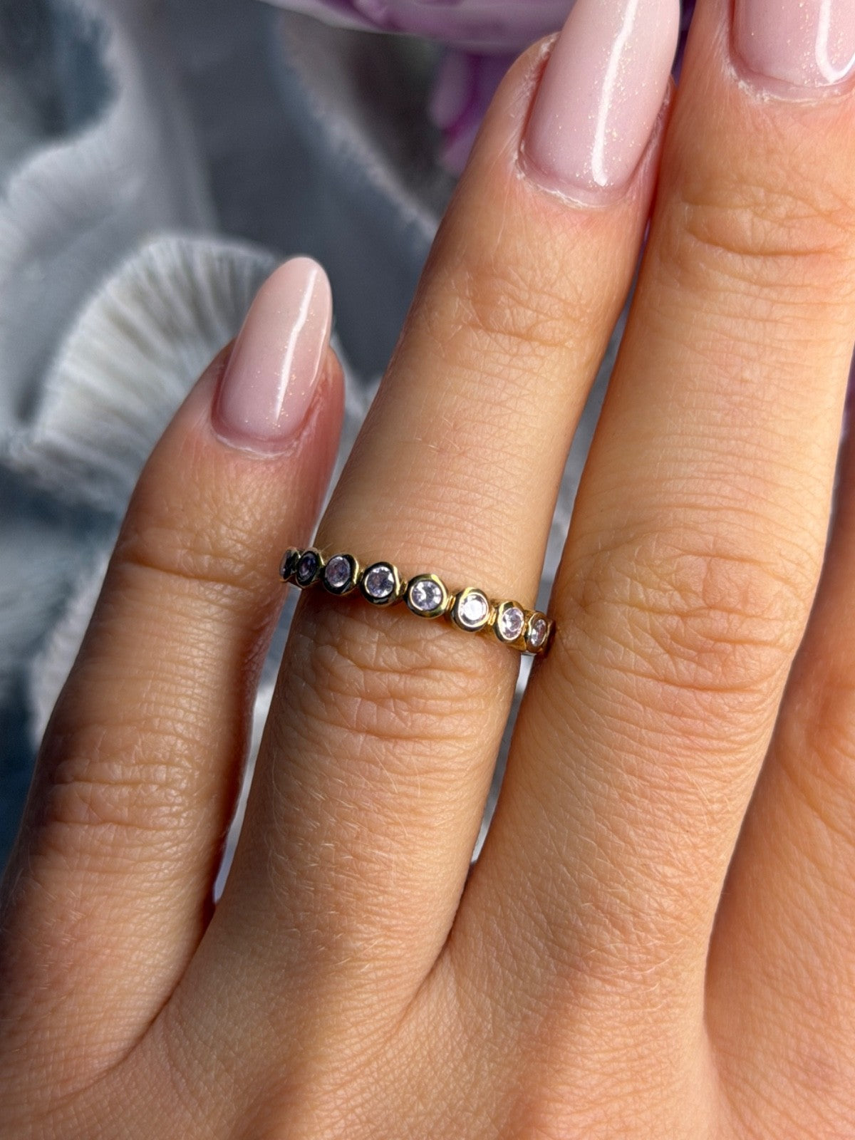925 Sterling Silver Gold Plated Morganite Ring Size 6