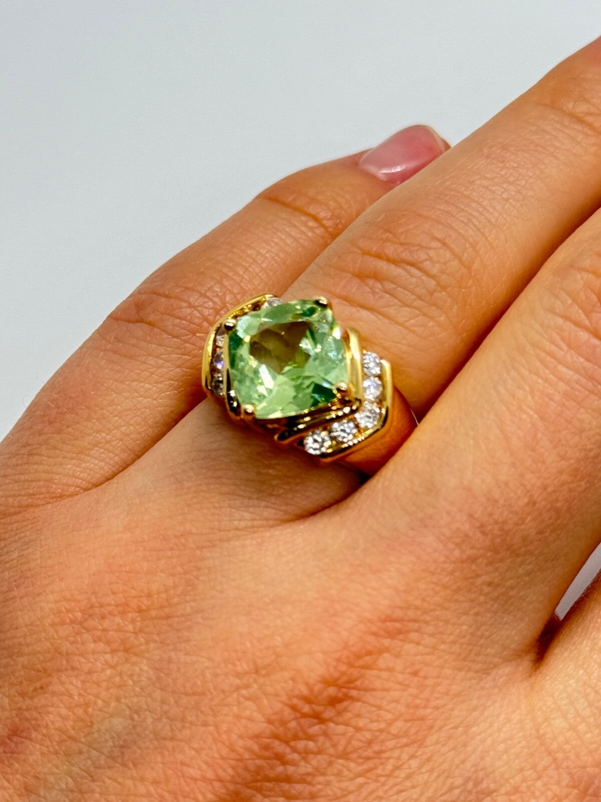 925 Sterling Silver Gold Plated CZ Ring Size 6