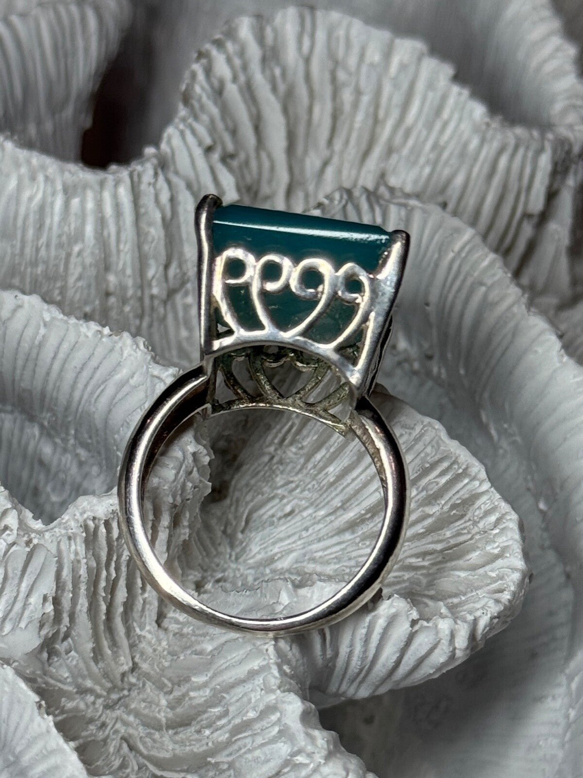 925 Sterling Silver Aquamarine Ring Size 7.5