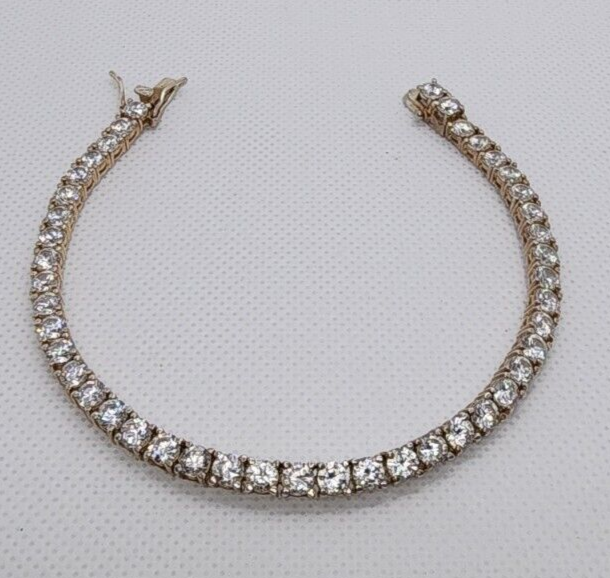 925 Sterling Silver Vermeil Goshenite Bracelet Size 7.5 IN