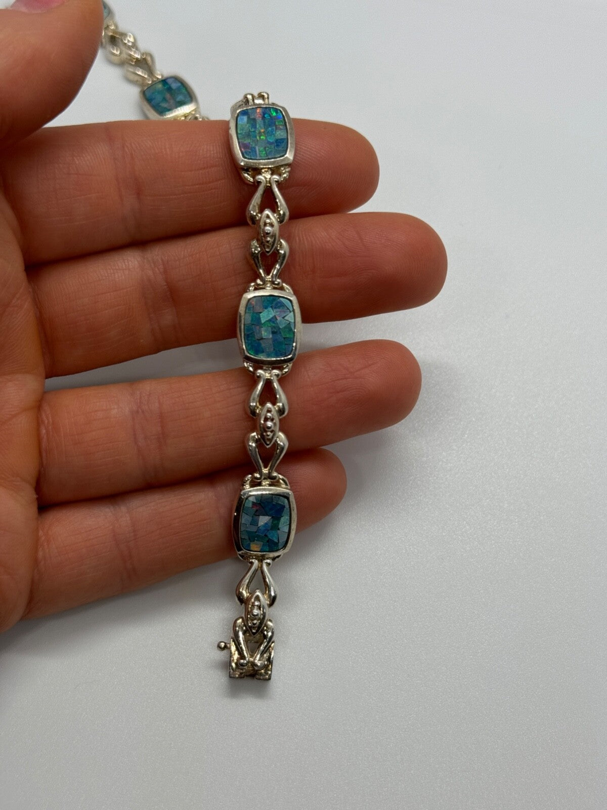 925 Sterling Silver Opal Bracelet