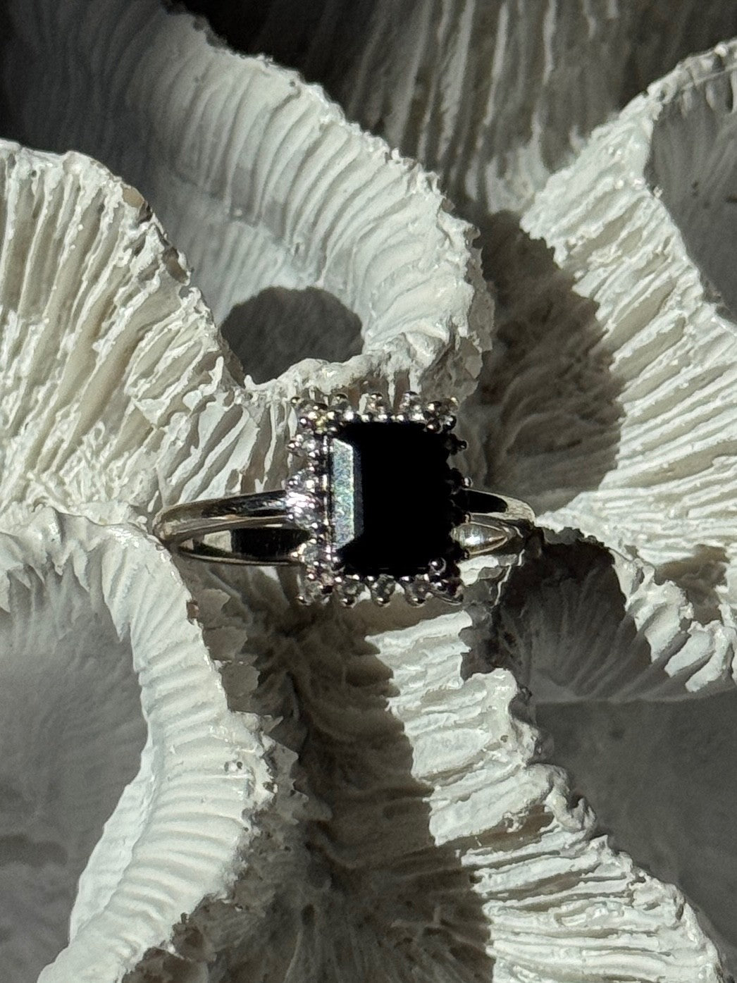 925 Sterling Silver Onyx & Beryl Ring Size 9