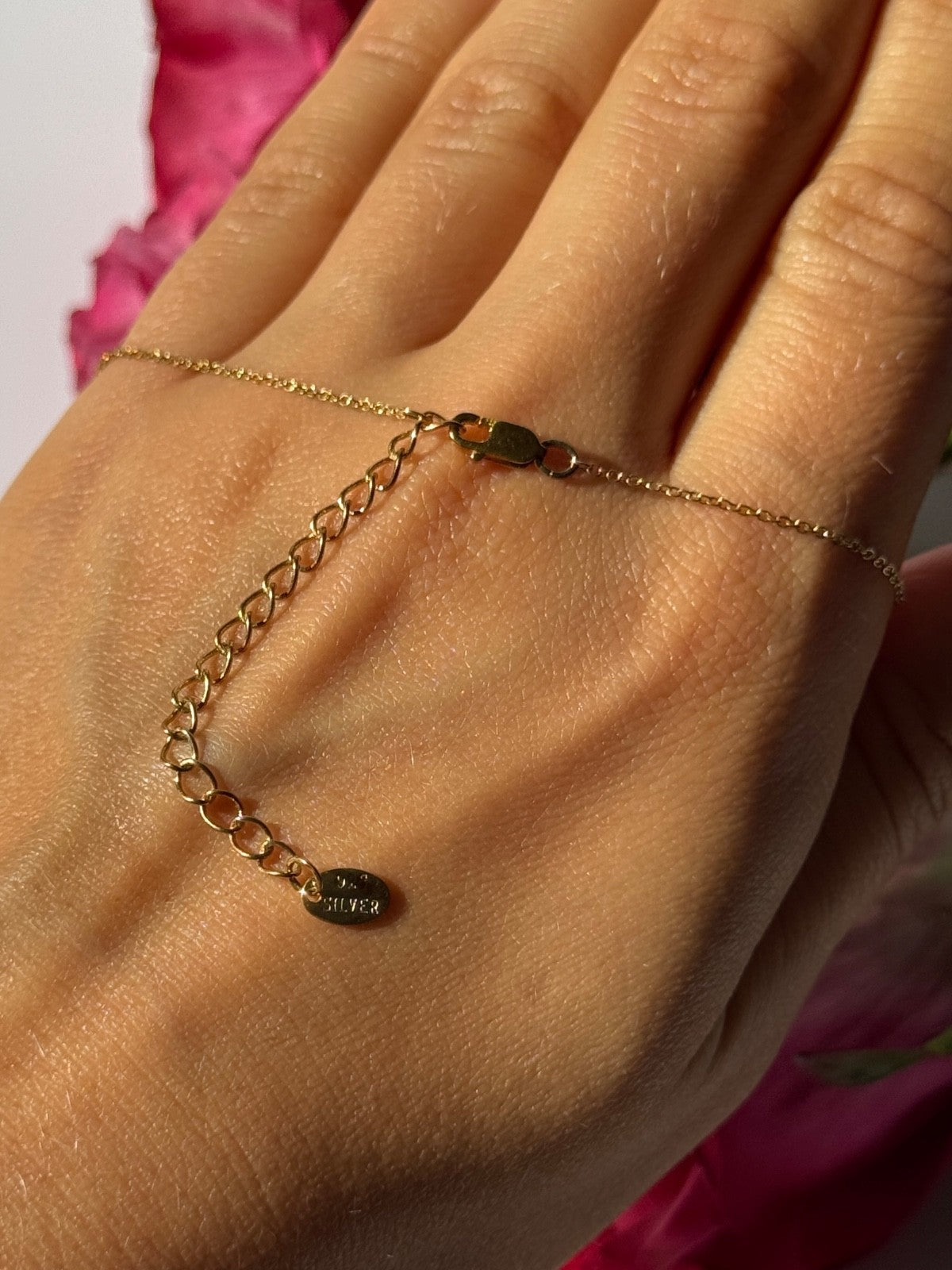 925 Sterling Silver Gold Plated Cz Necklace Length 16/18 Inch