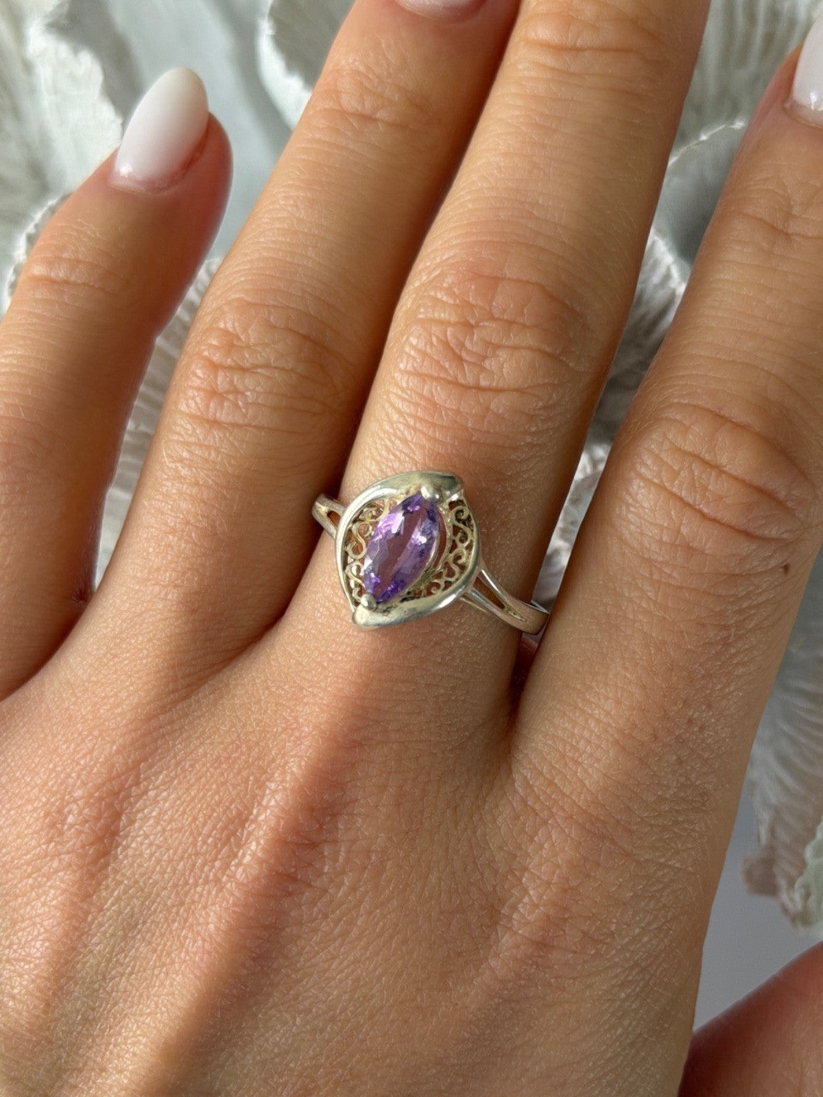 Avon 925 Sterling Silver Amethyst Ring Size 10