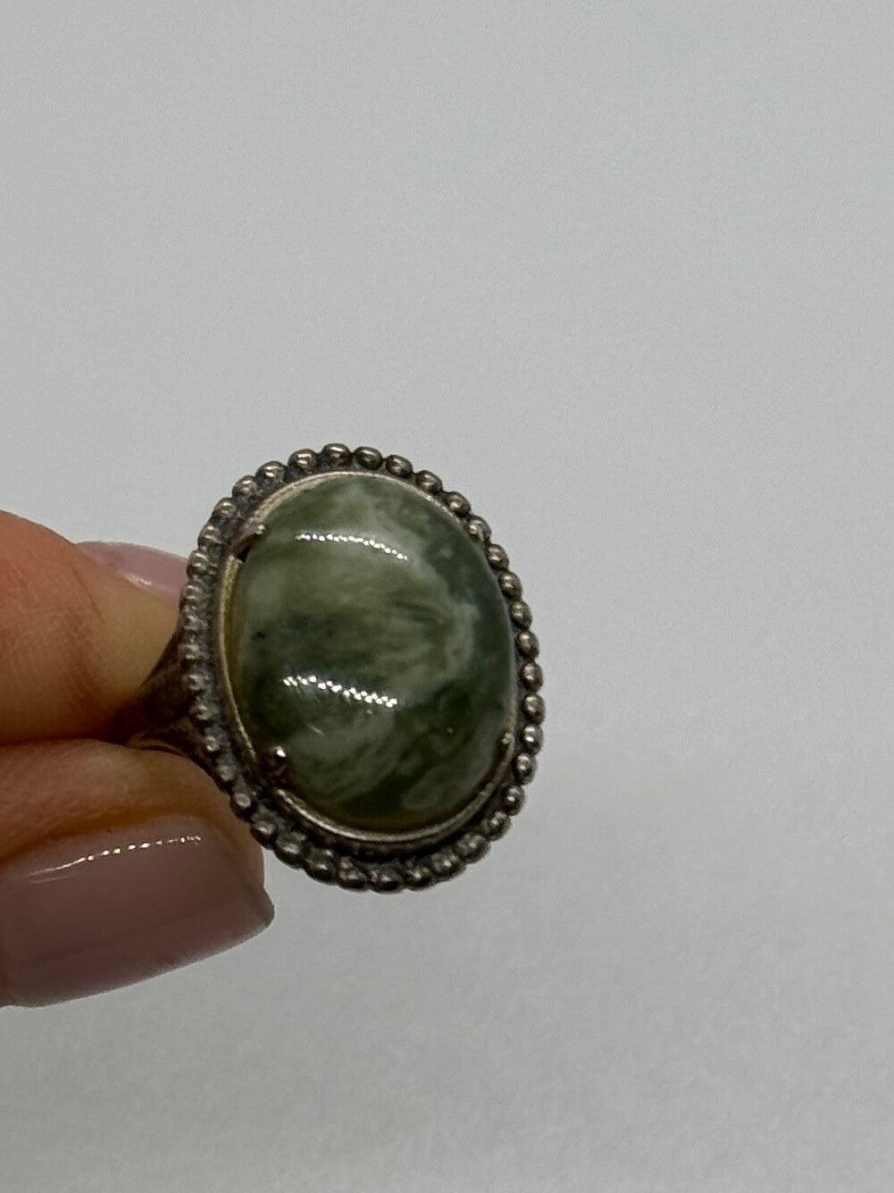925 Sterling Silver Agate Ring Size 7