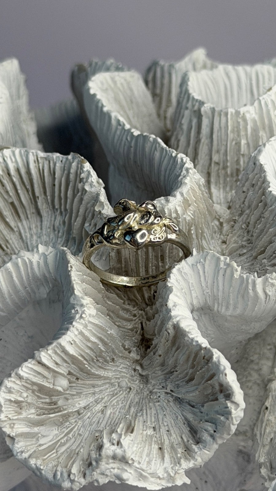 925 Sterling Silver Birds Heart Ring Size 6.5