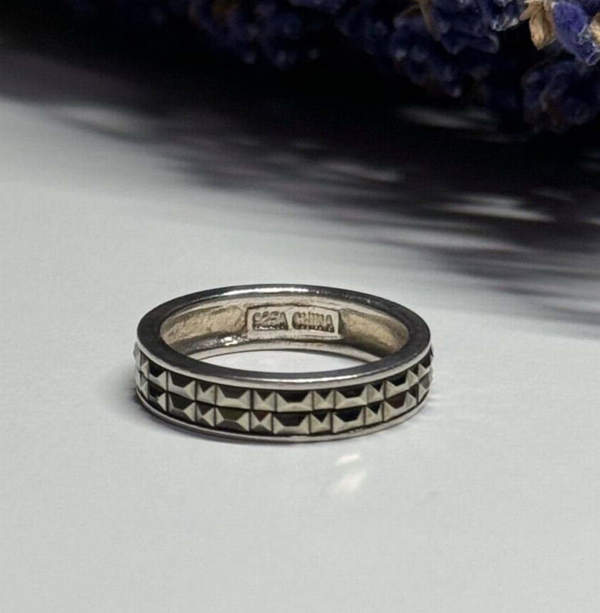 925 Sterling Silver Marcasite Ring Size 6