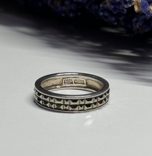 925 Sterling Silver Marcasite Ring Size 6