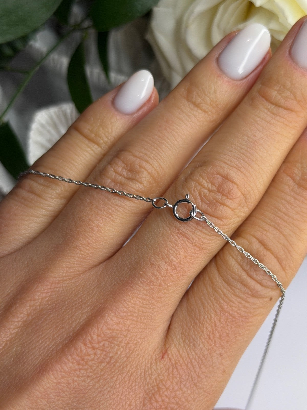 925 Sterling Silver Anchor Cz Necklace Length 19 in