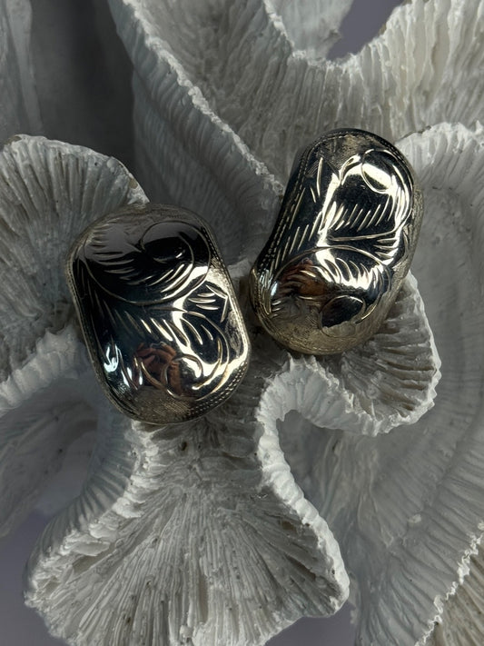 Vintage Esthetic 925 Sterling Silver Clip On Earrings Length 1.20 Inch