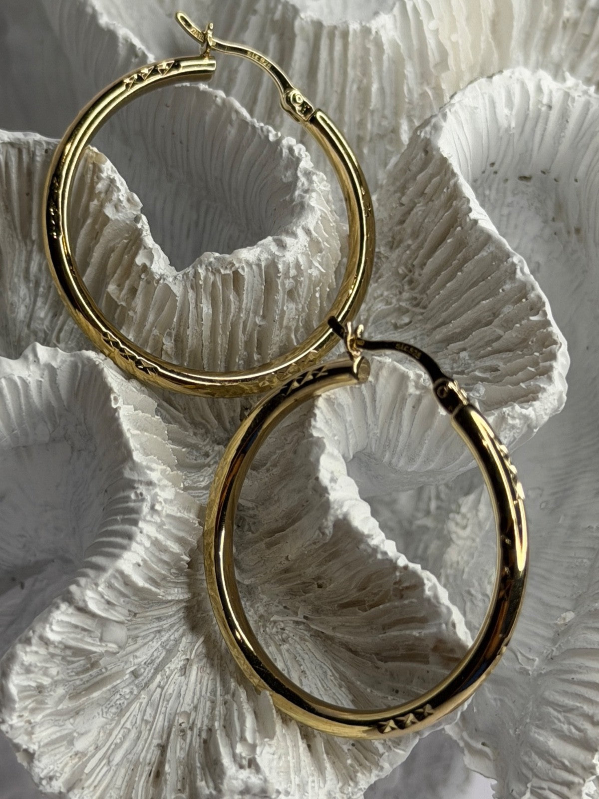 SLC 925 Sterling Silver Gold Plated Hoop Earrings