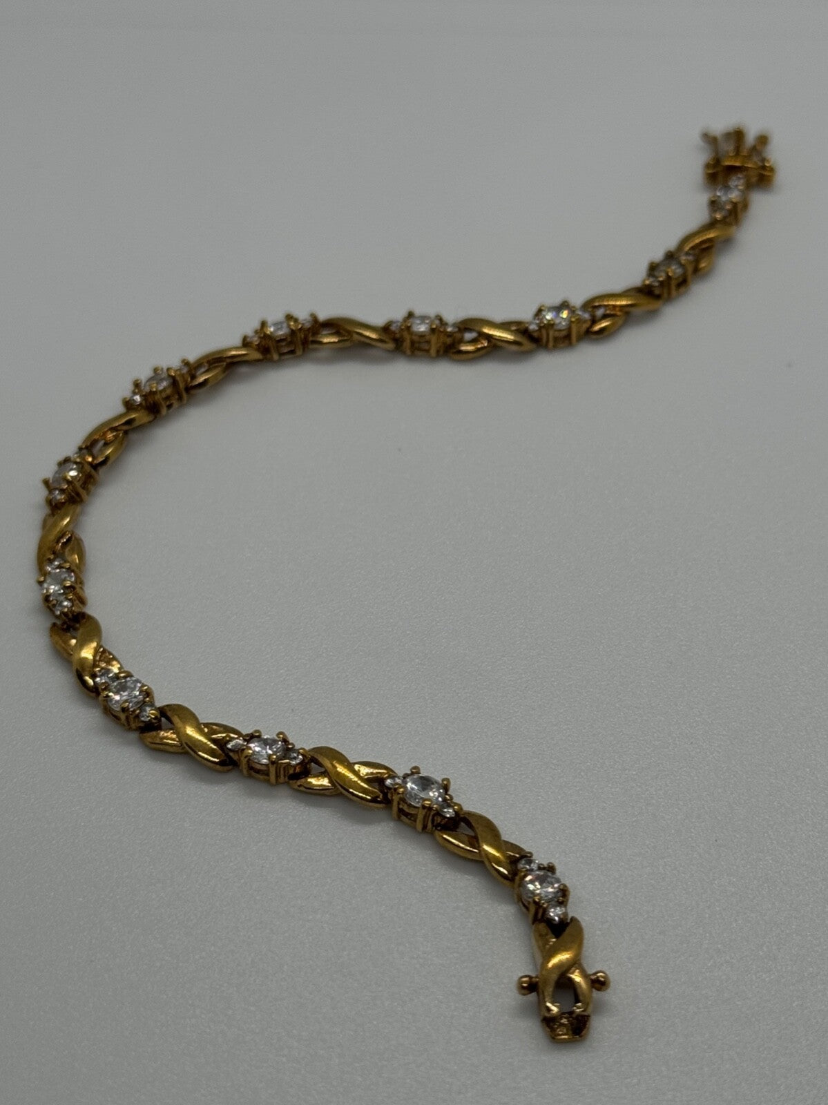 925 Sterling Silver Gold Plated CZ Bracelet