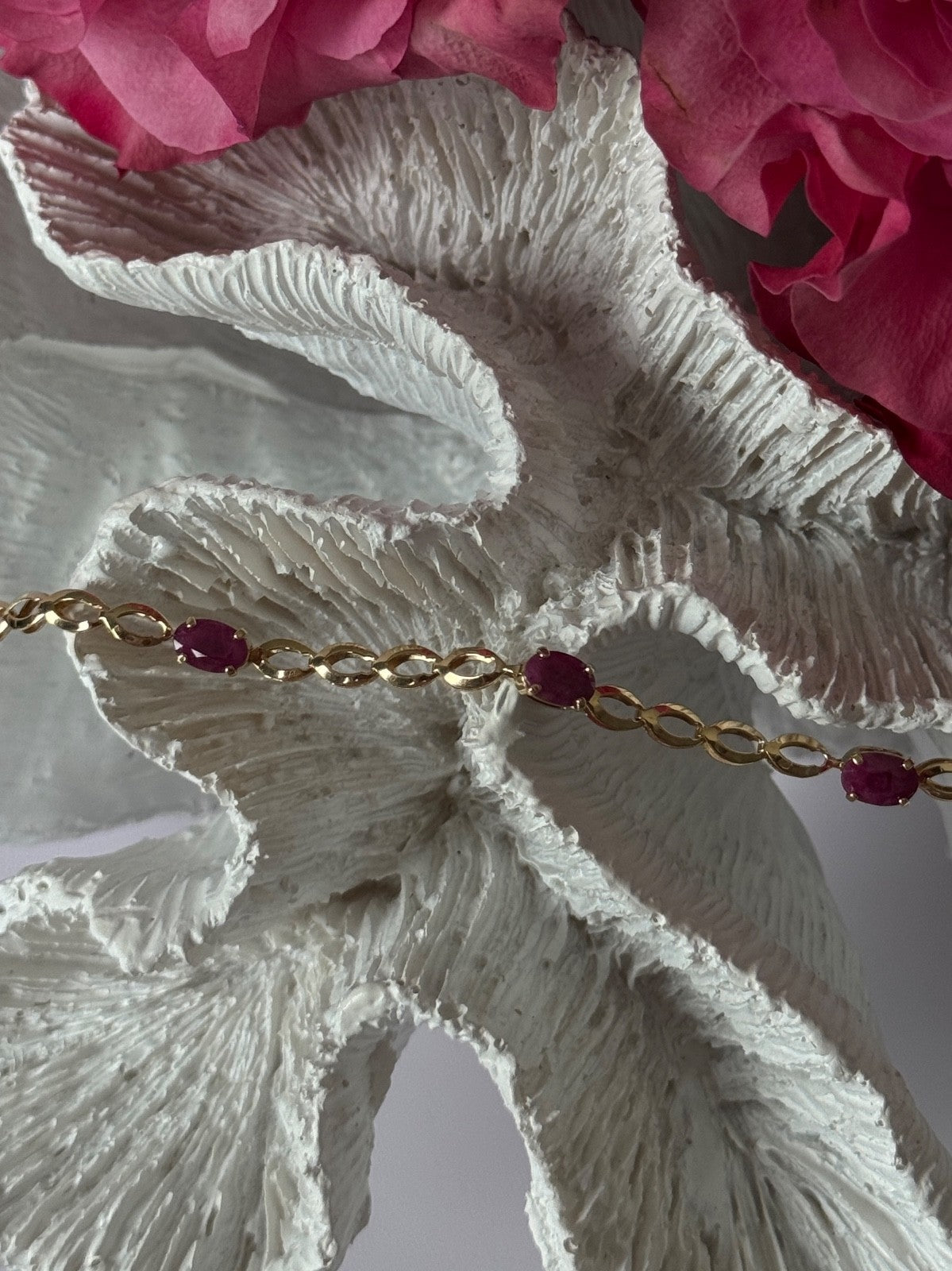 14K Yellow Gold Ruby Bracelet Length 7