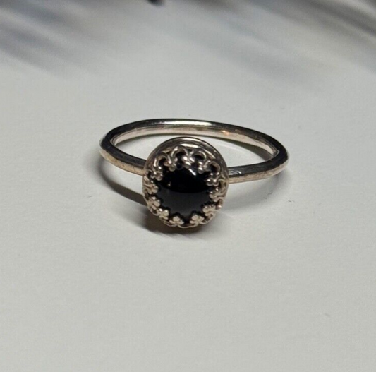 925 Sterling Silver Onyx Ring Size 7.5