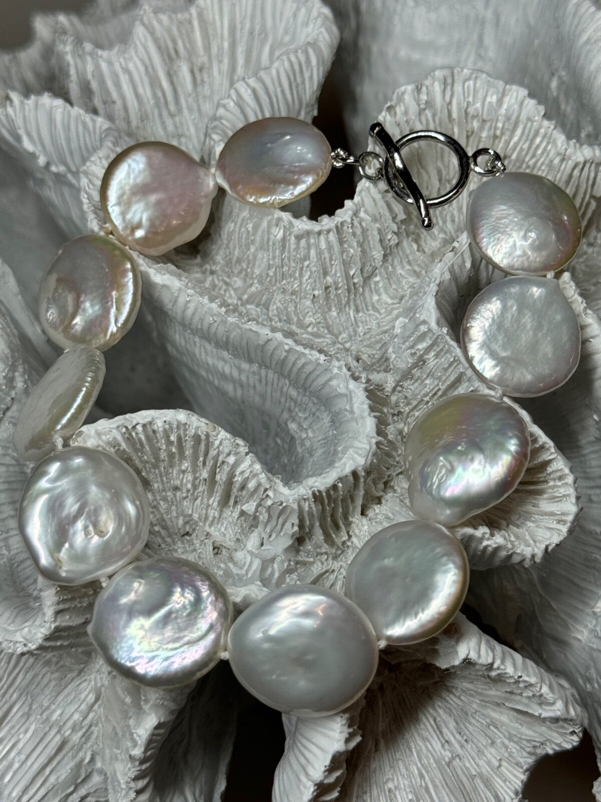 925 Sterling Silver Water Fresh Pearl Bracelet Length 8 Inch