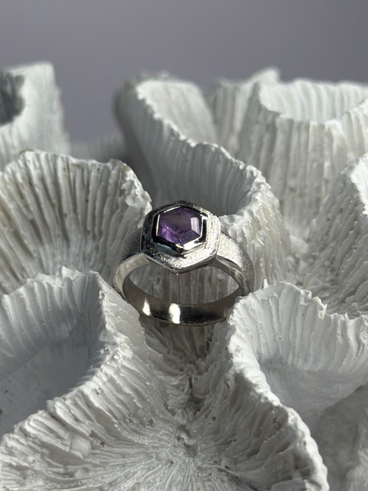 925 Sterling Silver Amethyst Ring Size 5.5