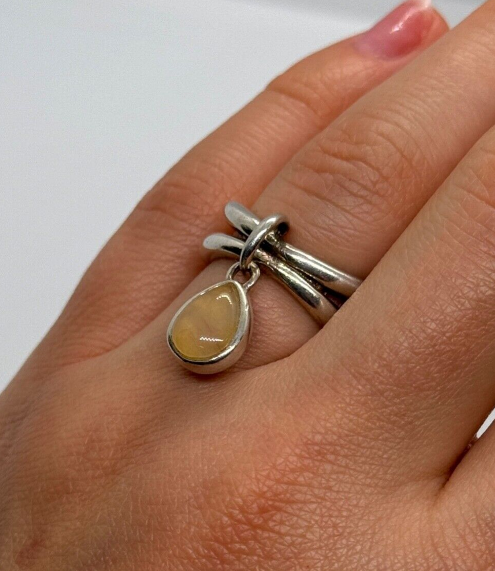 925 Sterling Silver Agate Ring Size 6