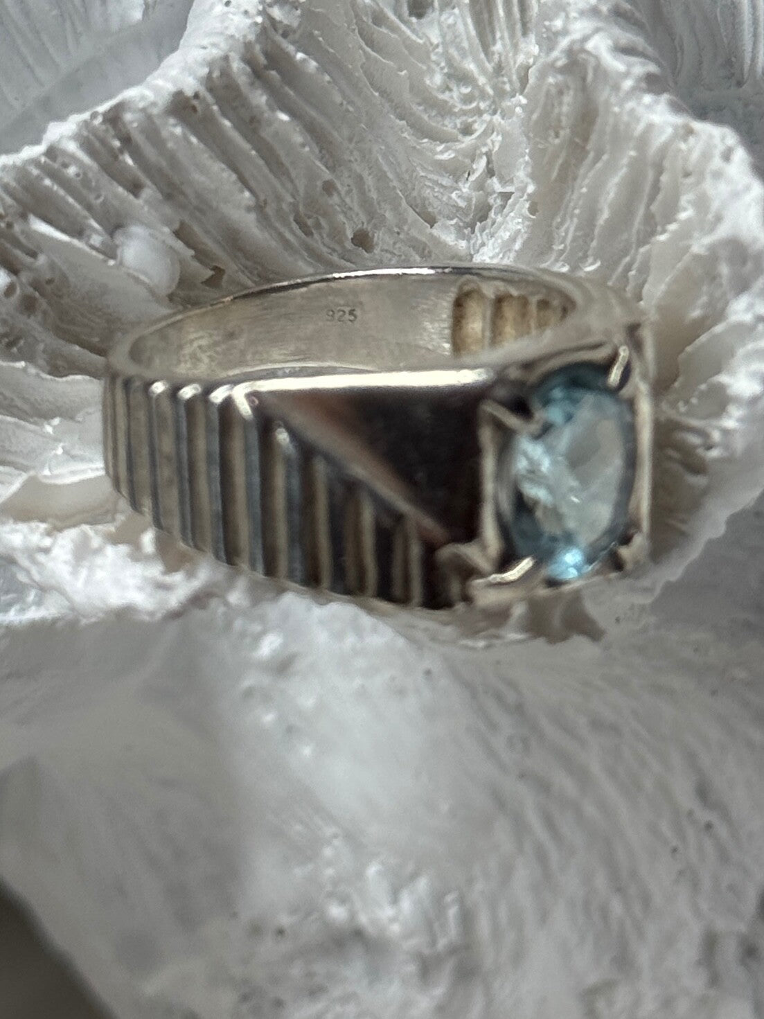Men's 925 Sterling Silver Topaz Ring Size 8.5