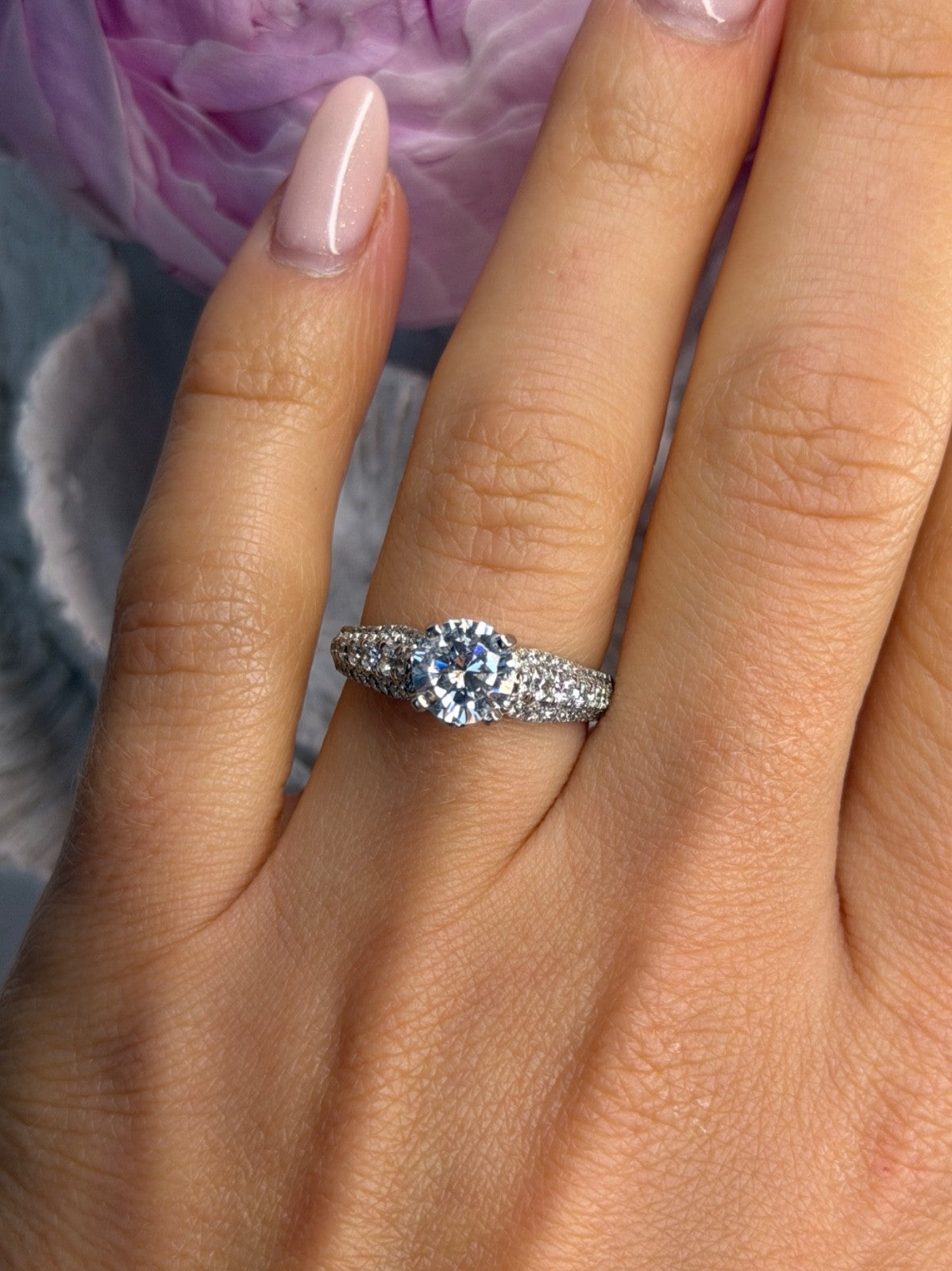 GOC 925 Sterling Silver tcw 1.60 Cz Ring Size 7