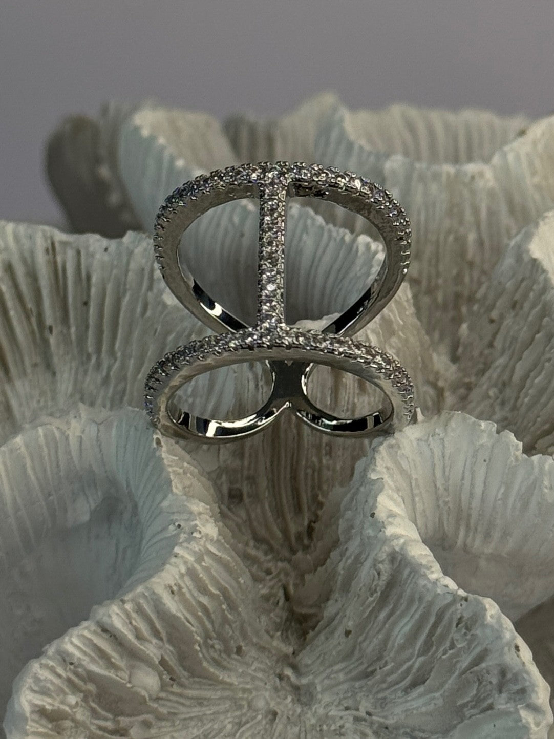 Elegant Design 925 Sterling Silver CZ Ring Size 7 & 8