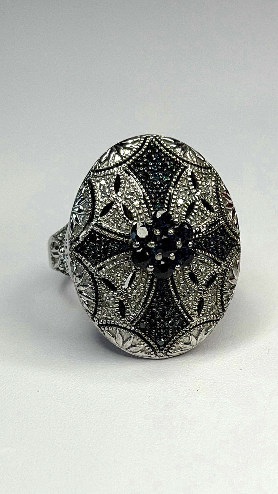 Elegant 925 Sterling Silver Spinel Stones Ring Size 8