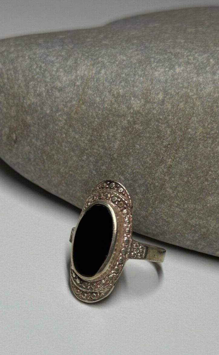 925 Sterling Silver Onyx Ring Size 5.5