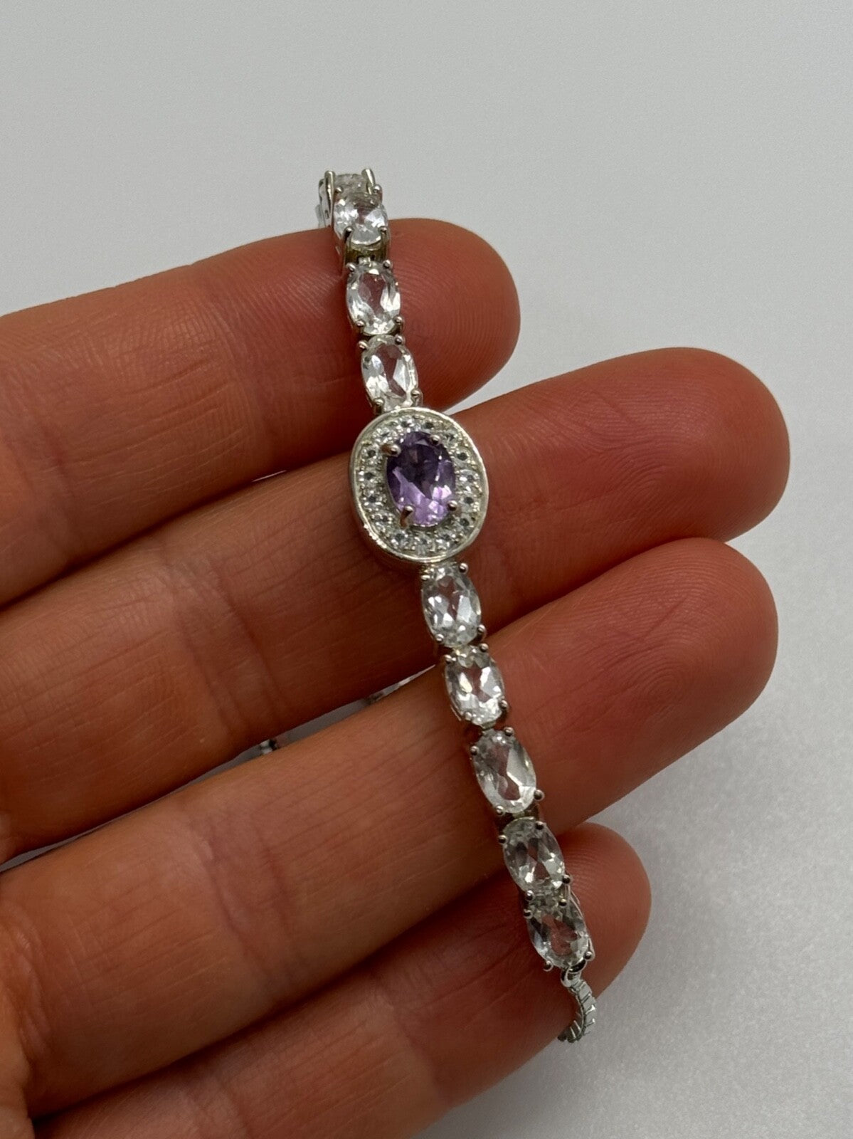 925 Sterling Silver Morganite & Beryl Bracelet