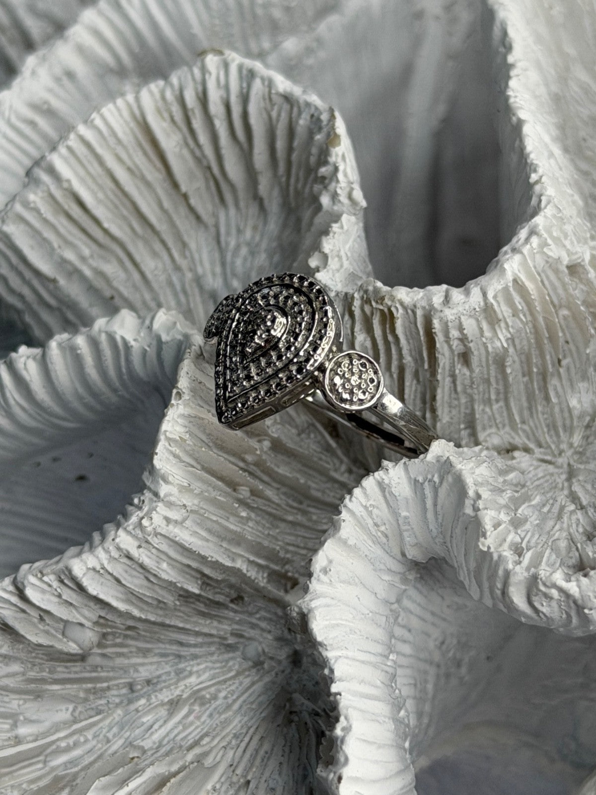 925 Sterling Silver Diamond Ring Size 7