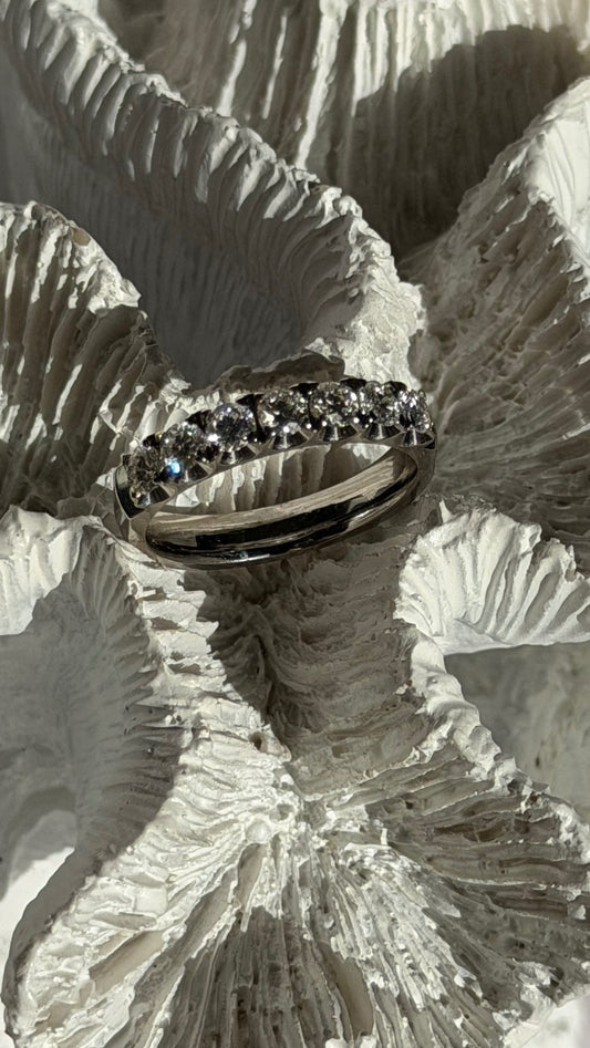 Custom 14K White Gold Diamond 0.85 ct Ring Size 8