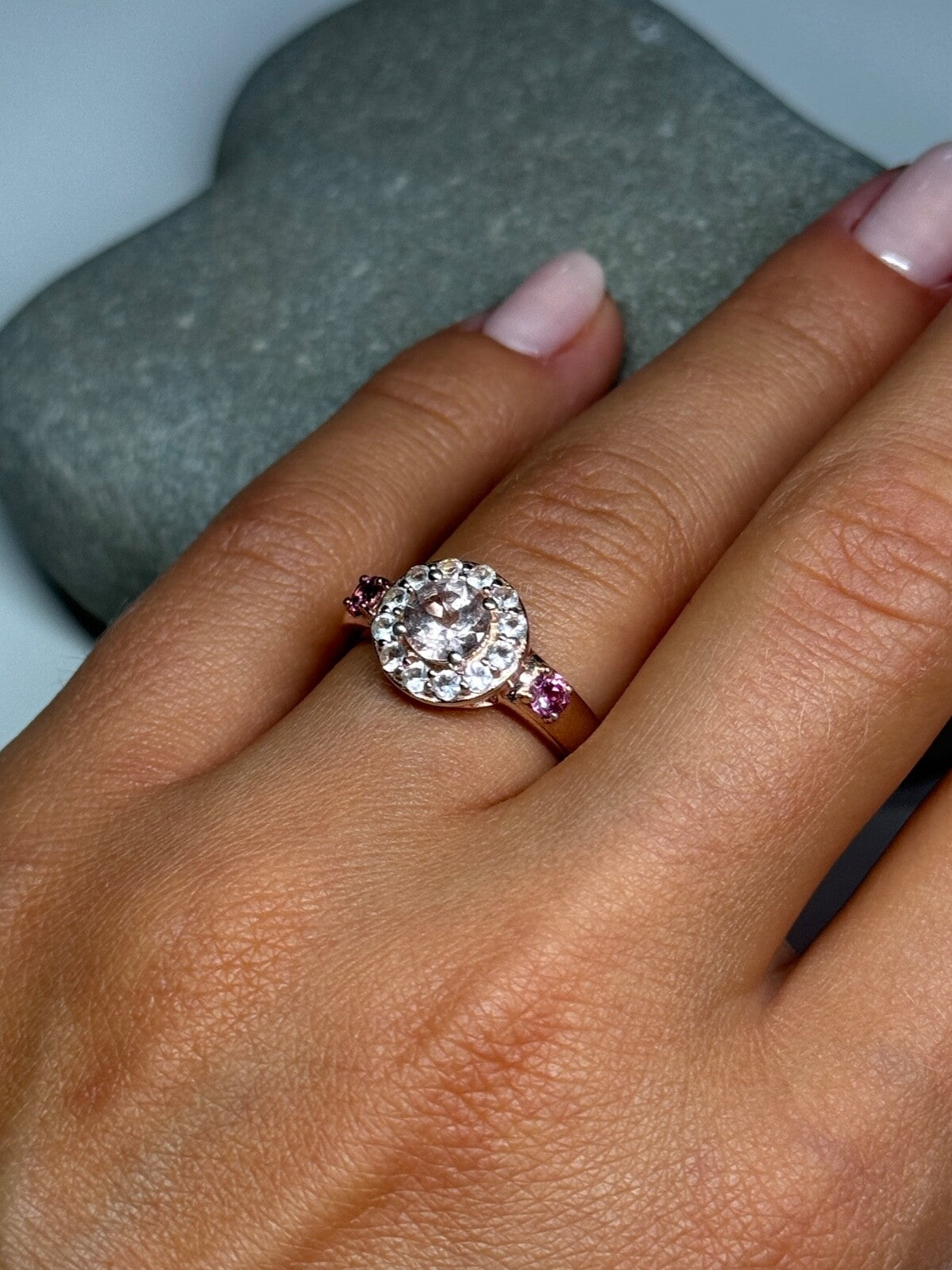 925 Sterling Silver Gold Plated Spinel Ring Size 7